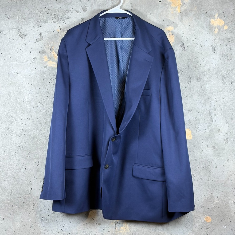 Haggar The Active Series Blazer Sport Coat Mens 58R Navy Blue Tailored Fit